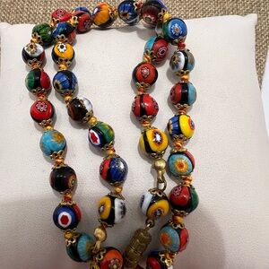 Vintage Venetian Murano Italian Glass Bead necklace millefiori Art …